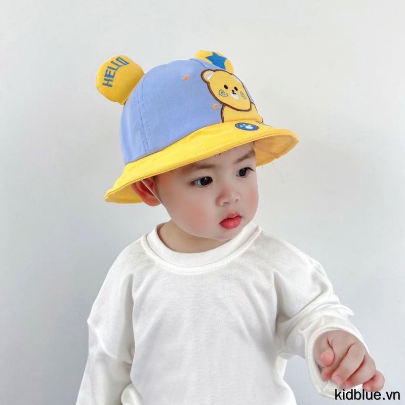 Mũ vành hình chú gấu che nắng thời trang cho bé trai gái
