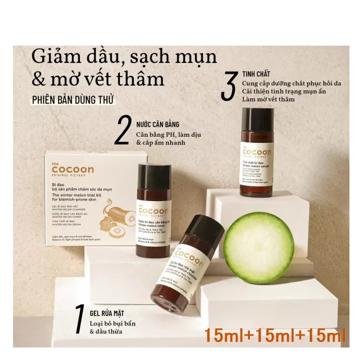 [Mã FMCGMALL -8% đơn 250K] Bộ Sản Chăm Sóc Da Mụn Cơ Bản Cocoon Trial Kit - Từ Hảo