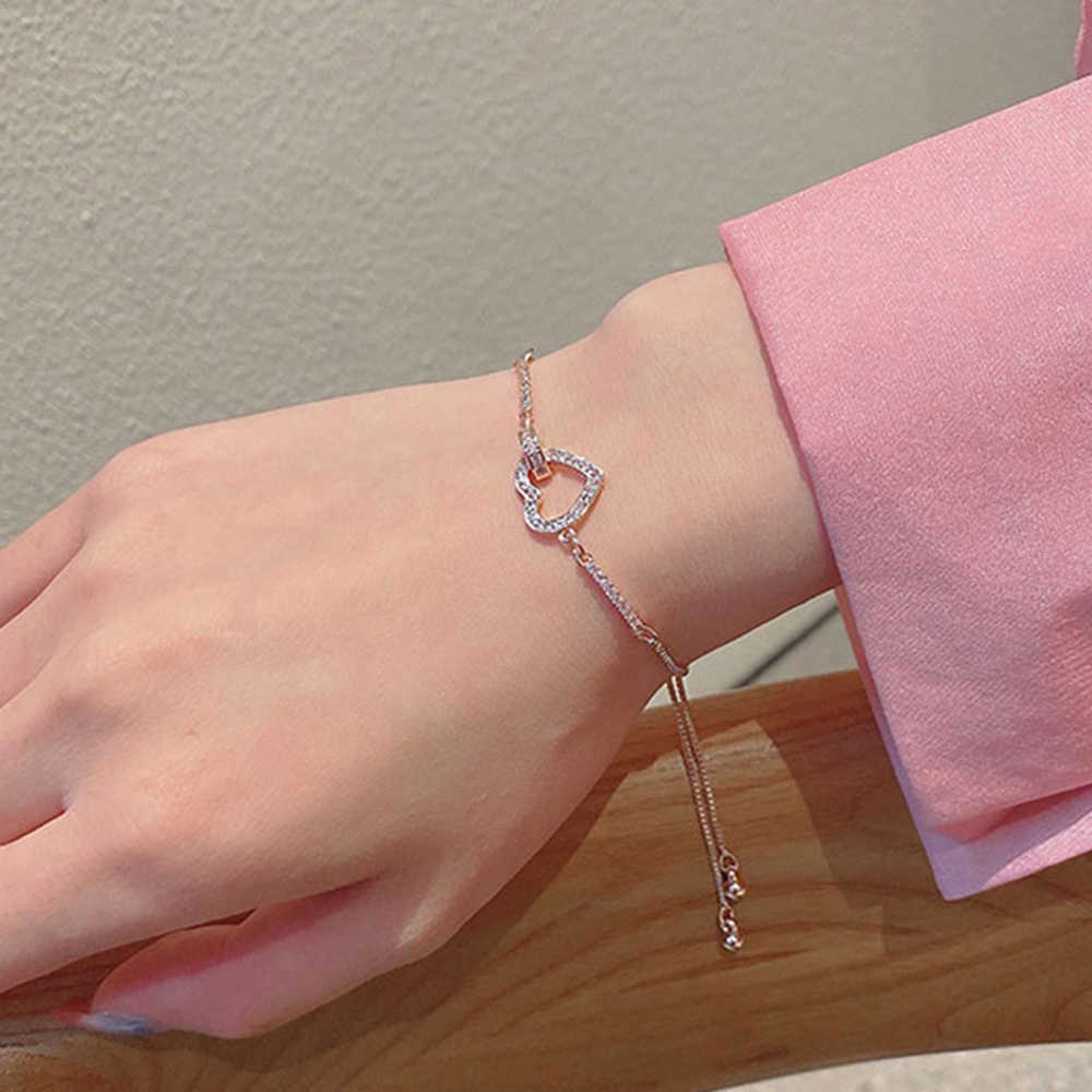 Vòng đeo tay hình trái tim rỗng phong cách Hàn Quốc cho nữ Yanqueens Trang sứ Quà tặng