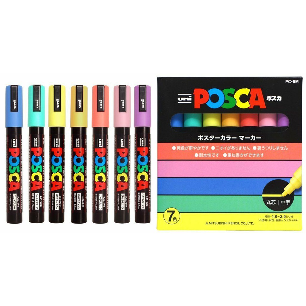 [ARBAT] Bút marker đa dụng Uniball Posca 7 cây pastel