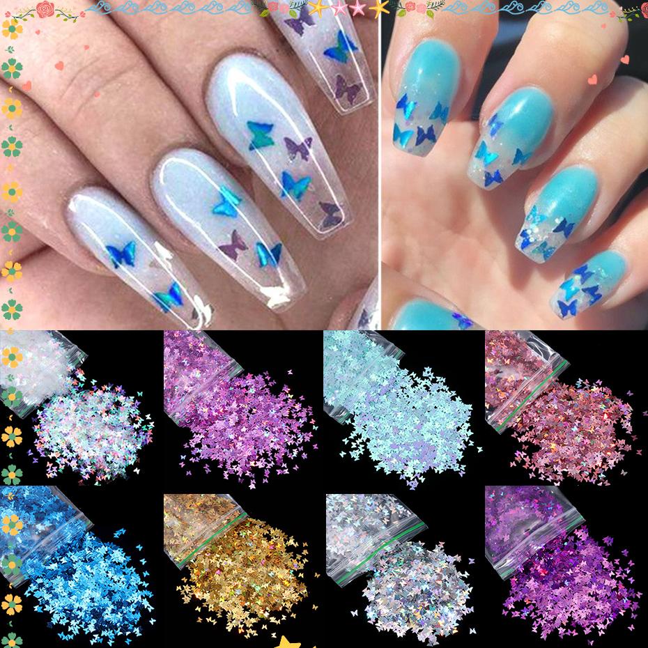 SUSHEN Nails Decorations Butterfly Flakes Butterfly Nail Sequins 3D Flakes Slices Mixed Colors Nail Art Sequins