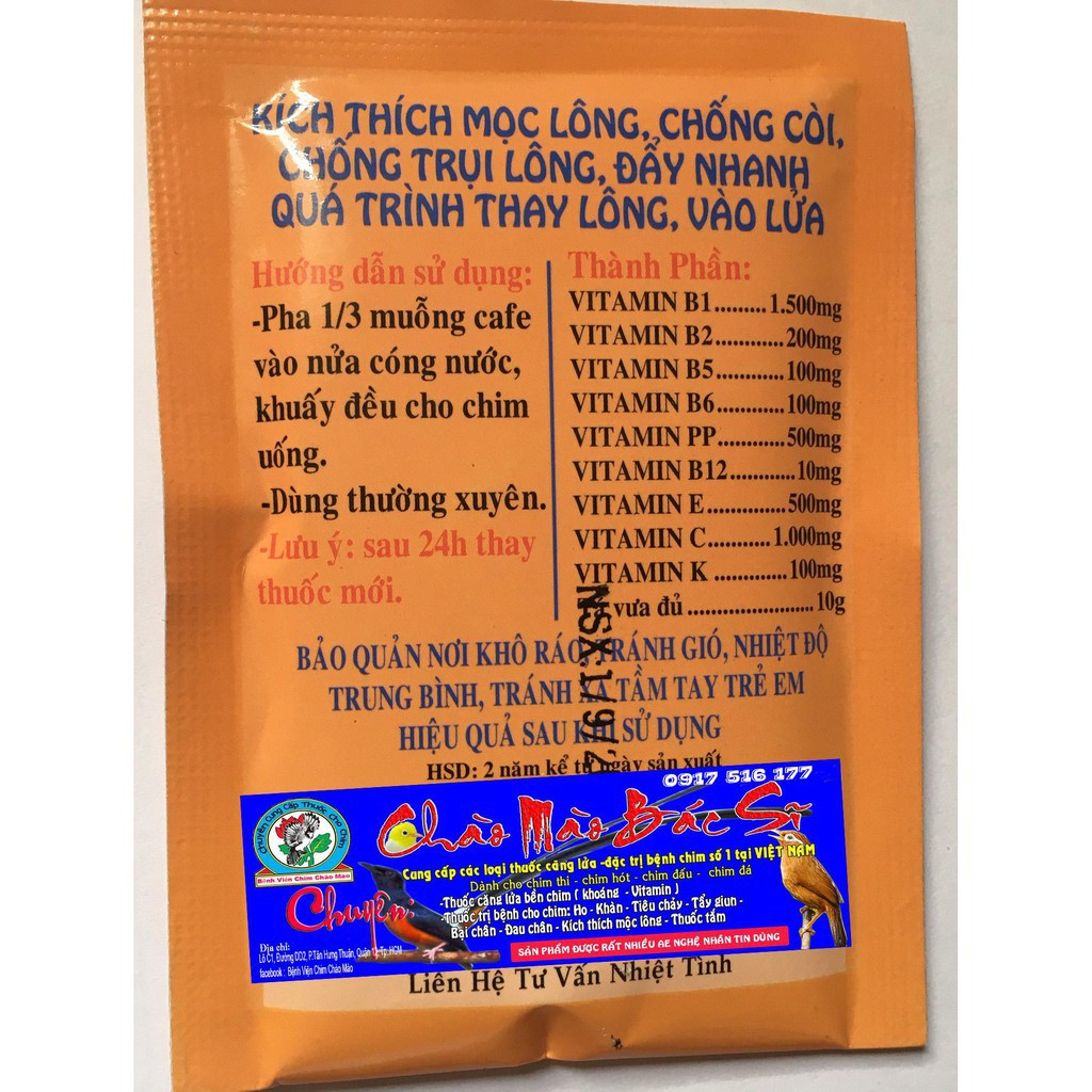 Thuốc tắm dành cho chim cảnh - Combo cho chim khỏe mạnh vitamin,khoáng, bại chân, ho hen,tiêu chảy, long đờm,mọc lông