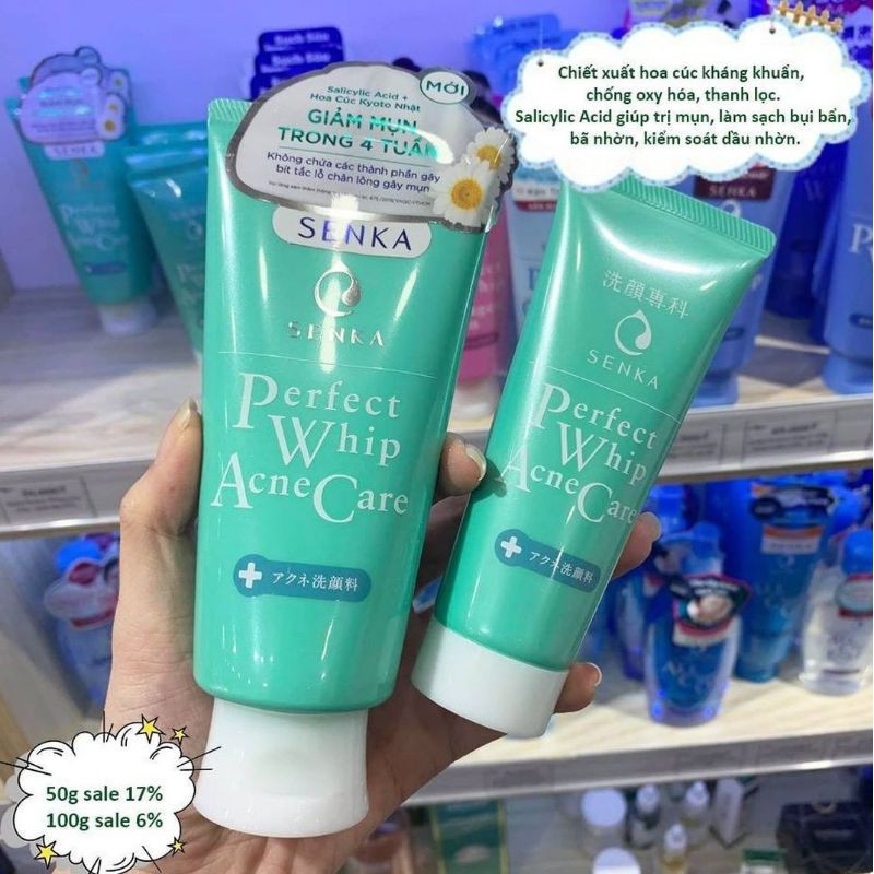 [CHÍNH HÃNG] Senka Perfect Whip Acne Care - Sửa rửa mặt dành cho da mụn 100g | BigBuy360 - bigbuy360.vn