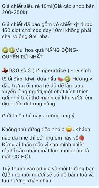 [Mẫu Thử] Nước hoa Nữ D&G 3