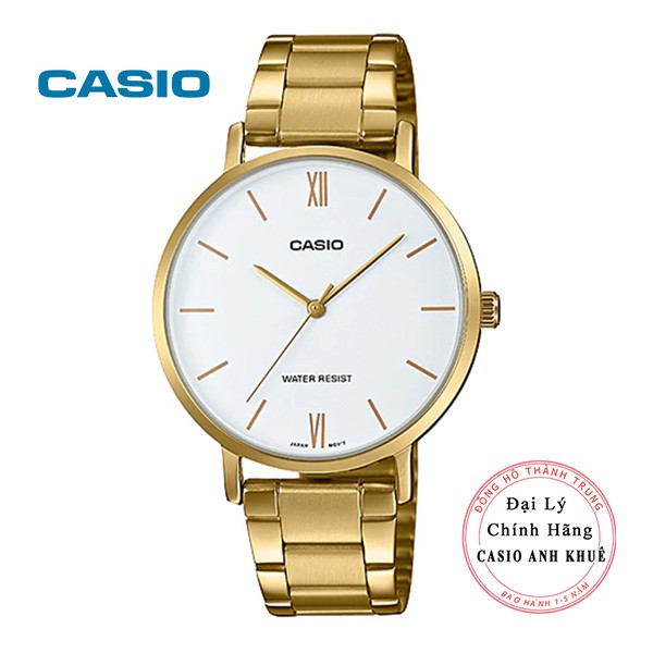 Đồng hồ nữ chính hãng Casio LTP-VT01G-7BUDF dây kim loại mạ vàng mặt trắng