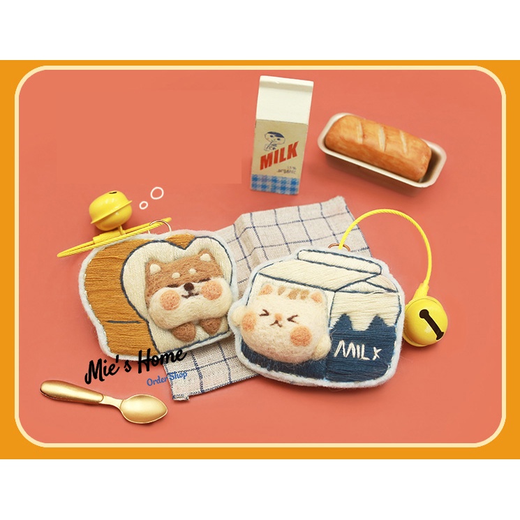 Móc khóa cặp đôi Love Túi thơm tự thêu họa tiết dễ thương ngộ nghĩnh làm quà tặng bạn trai trang trí - MIE Handmade Shop