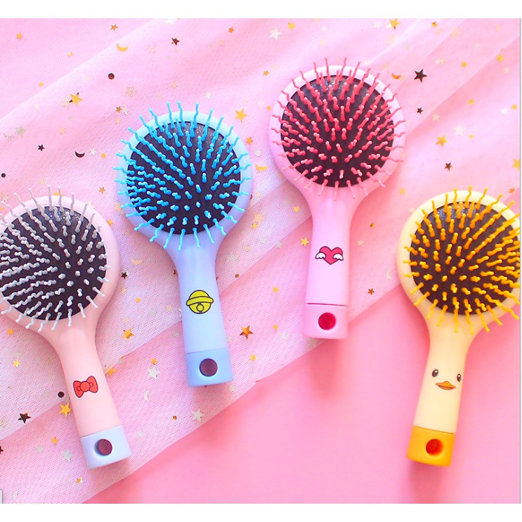 Lược chải tóc kèm gương, Lược gỡ rối tóc massage E3B05