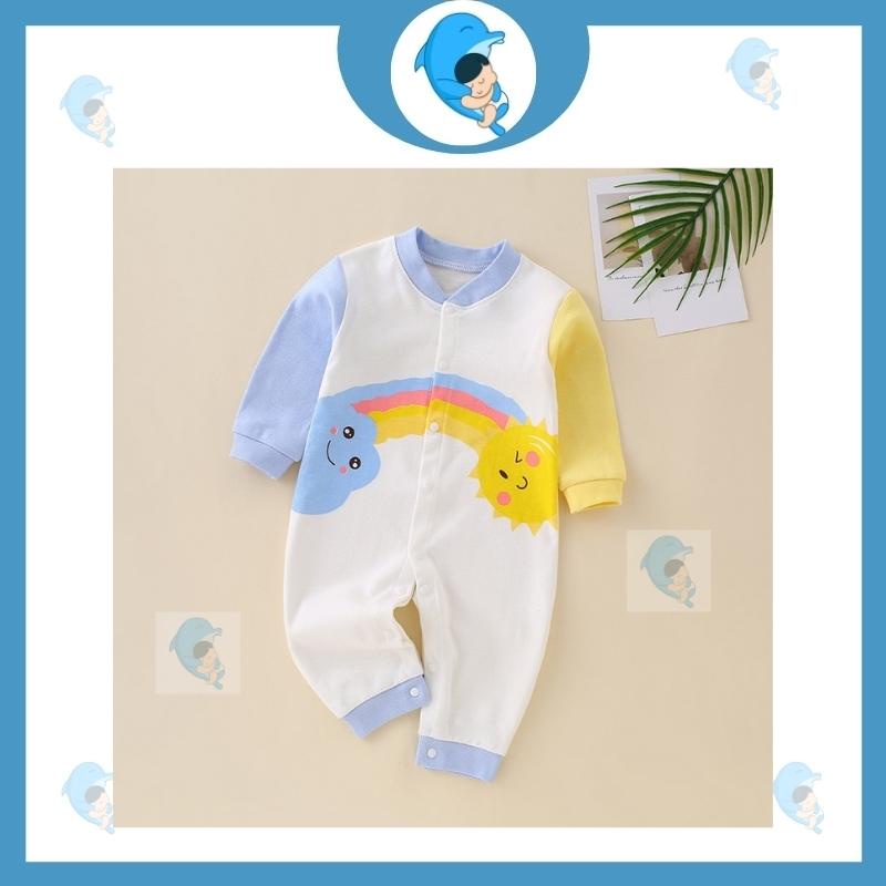 Bộ body dài tay Bodysuit cài giữa liền thân đáng yêu cho bé trai và gái sơ sinh 100% cotton cao cấp xuất Nhật