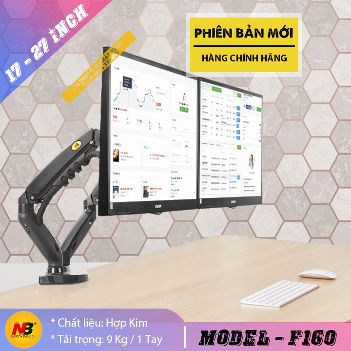 Giá treo màn hình - Giá treo hai màn hình F160 17 - 27 inch / Model mới 2020