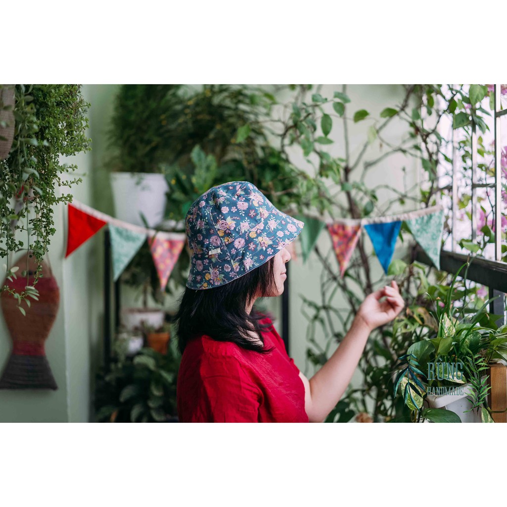 Mũ vải bucket handmade đội được 2 mặt