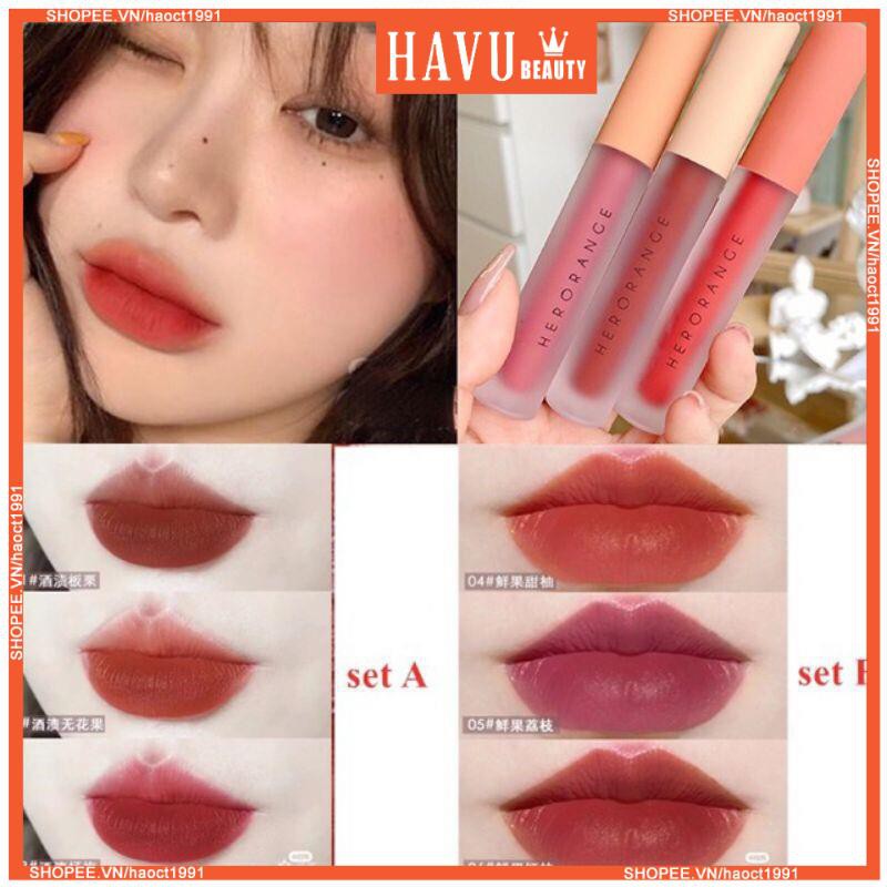 Set 3 Cây Son Kem Lì Herorange Fluffy Lip Glaze - Son Kem Siêu Xinh Chất Mềm Mịn - Lâu Trôi | BigBuy360 - bigbuy360.vn