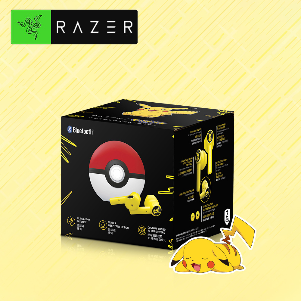 Original Razer x Pokemon Hammerhead True Wireless Earbuds Pikachu Limited Edition Super Cute Earphone Bluetooth 5.0 Tai nghe không dây đích thực Touch Control Headphone