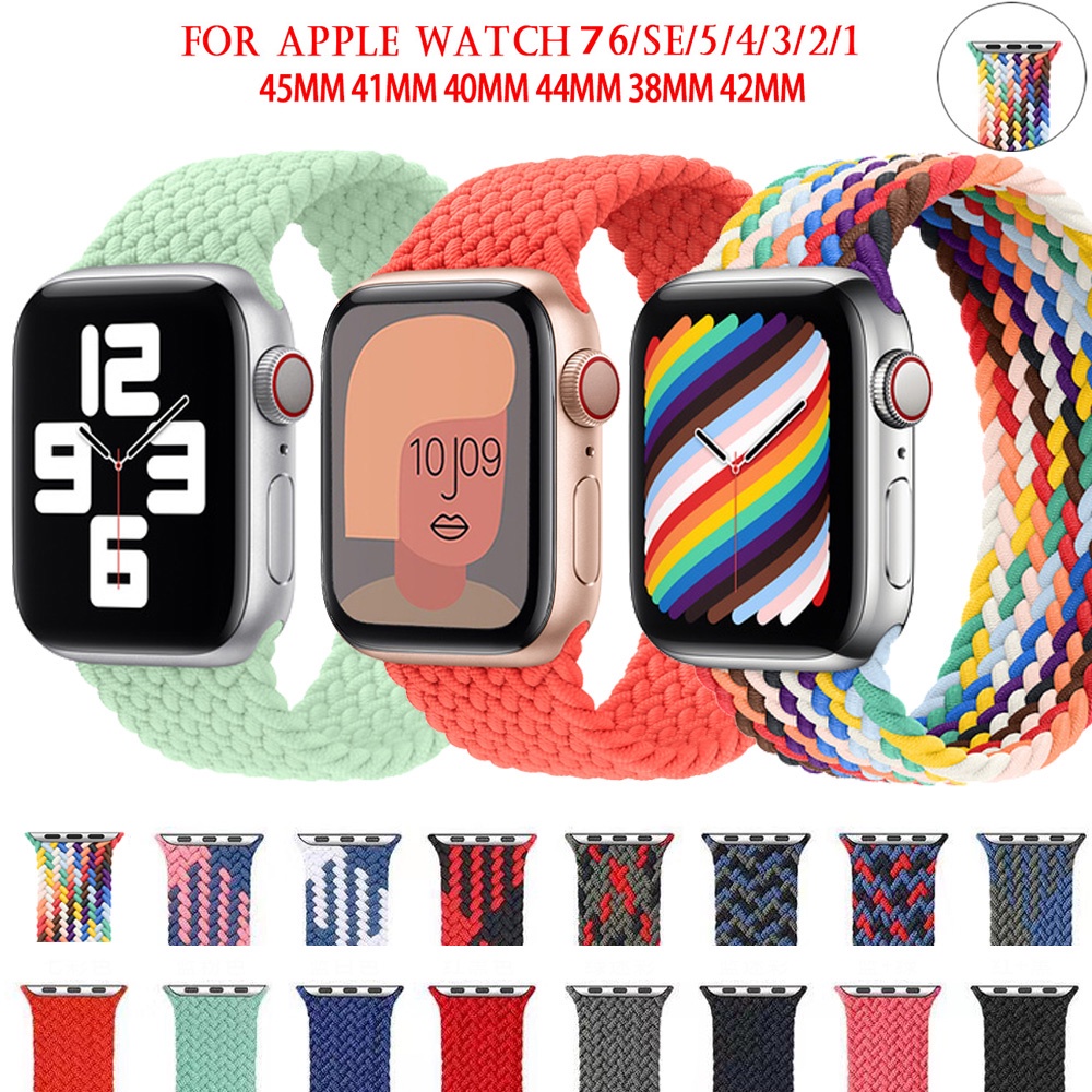 Dây đeo đồng hồ thông minh sợi bện đơn cho Apple Watch 45mm 41mm 44mm 40mm 38mm 42mm iWatch 7 6 SE 5 4 3
