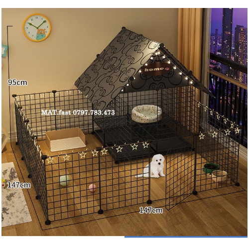 Chuồng quây mèo hai tầng lắp ghép kích thước 70x35x70cm tặng chốt gắn, búa gỗ, dây rút nhựa