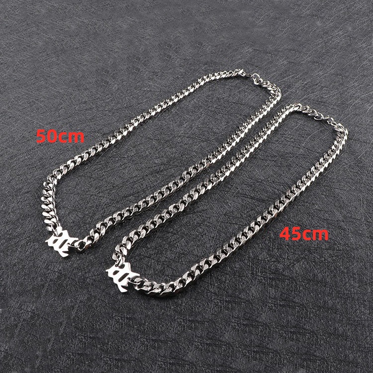 Dây chuyền nam không gỉ mắt xích lớn 8 mm mặt chữ M phong cách choker dây sát cổ