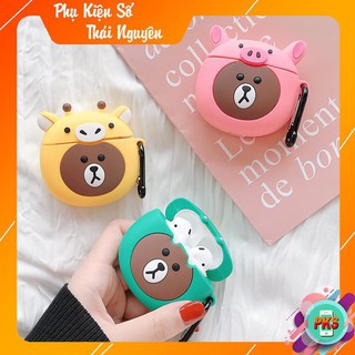 Vỏ bao đựng tại nghe airpod - Case airpod Airpod 1, 2 Gấu khủng long - Gấu hươu chống va đập