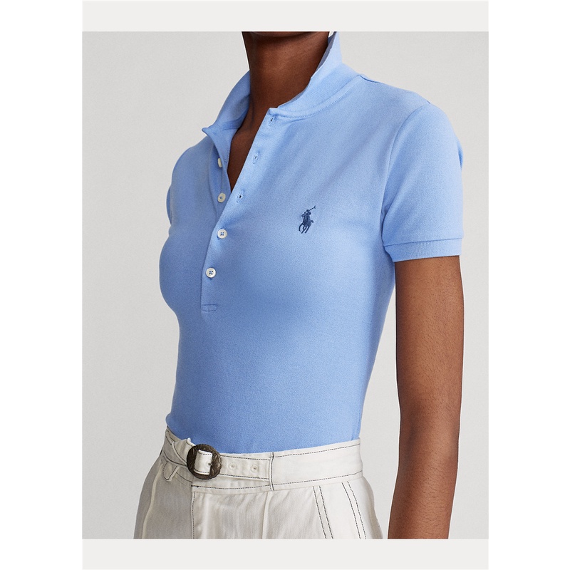 Áo thun polo tay ngắn dáng ôm thêu hình Ralph Laurens cao cấp thời trang cho nữ