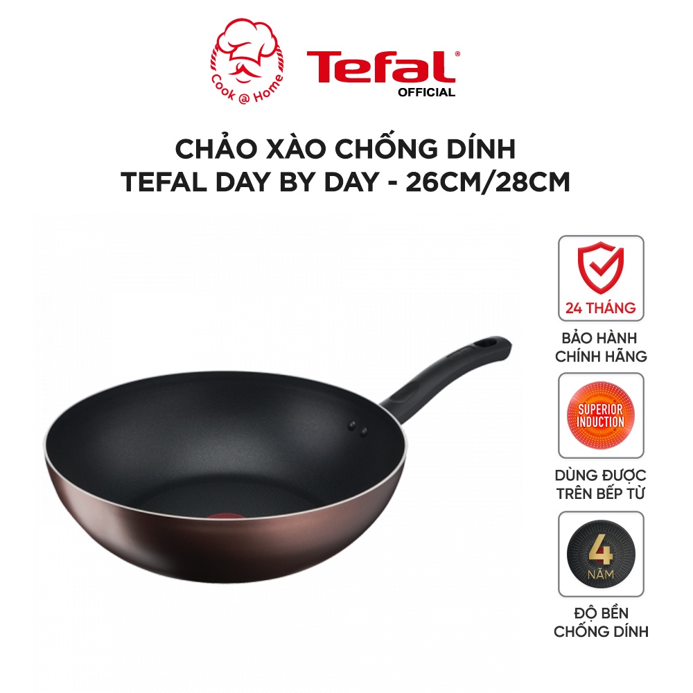 Chảo xào chống dính lòng sâu Tefal Day By Day dùng cho mọi loại bếp G1437705-G1431905