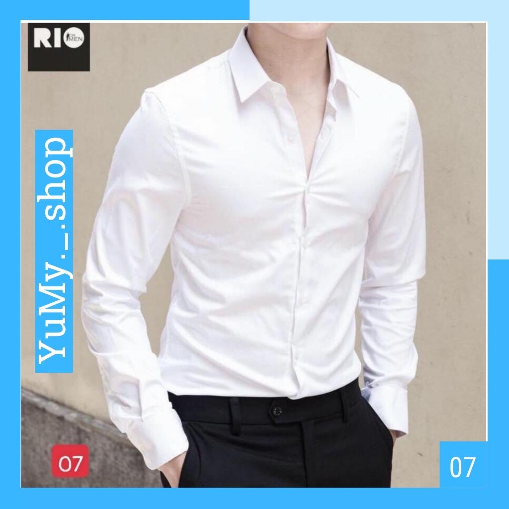 Sơ Mi Nam Trắng Trơn Chất Lụa (FASH LAST) Không Nhăn(GIỐNG ẢNH MẪU 100%)