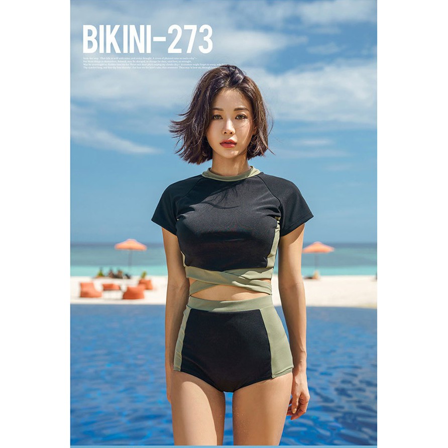 Bộ bơi đồ bơi 2 mảnh bộ bikini đi biển phong cách hàn quốc trẻ trung