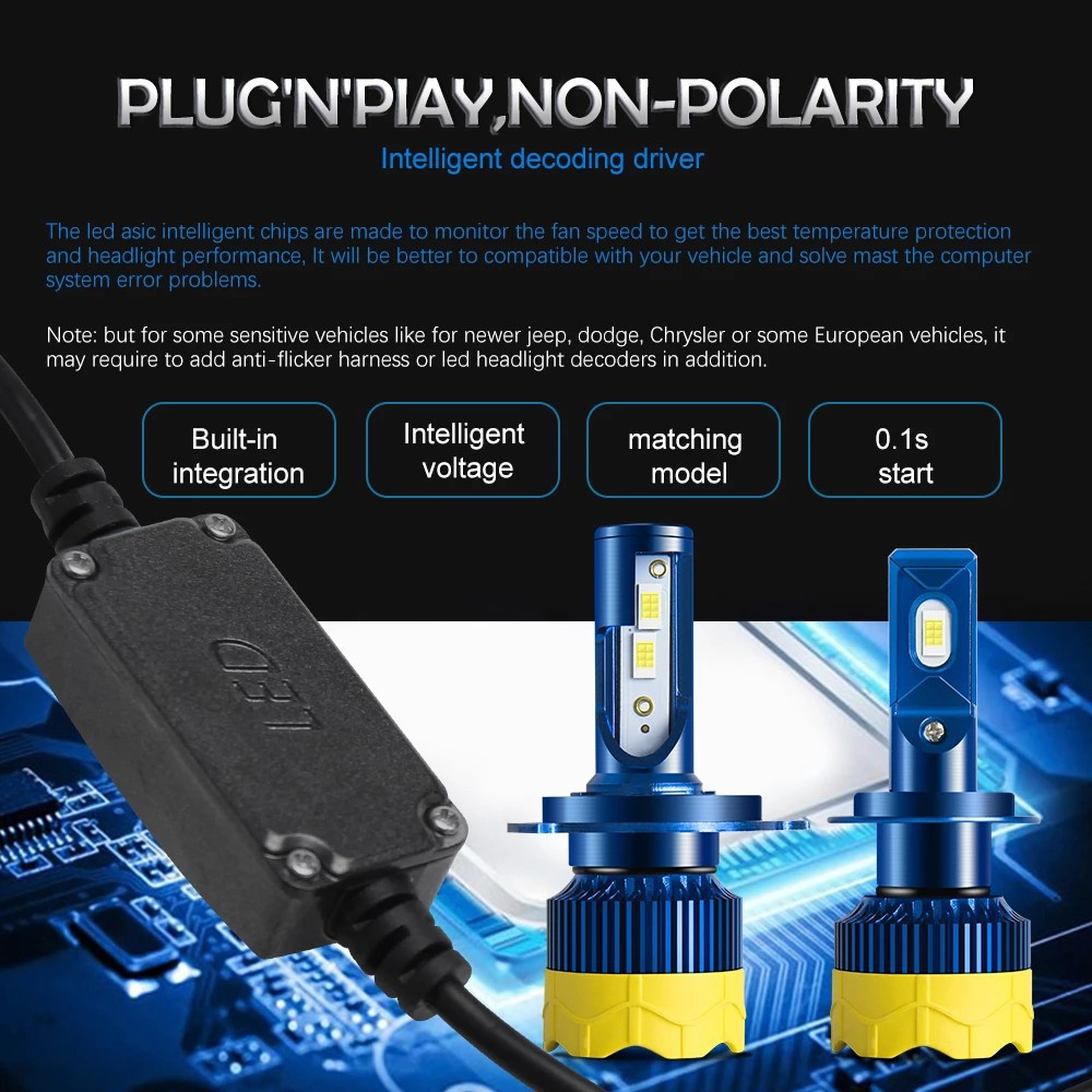 UNI-SHINE Đèn pha siêu sáng Turbo LED H1 H4 H7 H11 Đèn pha LED ô tô Phụ kiện ô tô Ánh sáng sương mù 6500K Đèn LED tự động 12V 20000LM