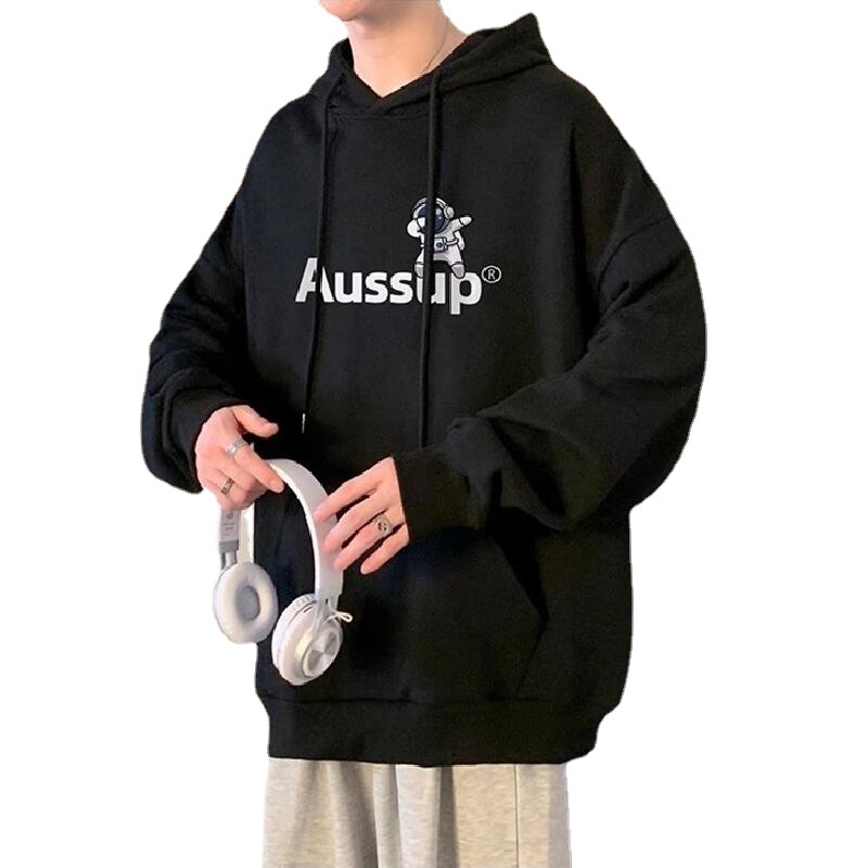 Áo hoodie dáng rộng in chữ phong cách Hàn Quốc thời trang cho nam và nữ size M-5XL