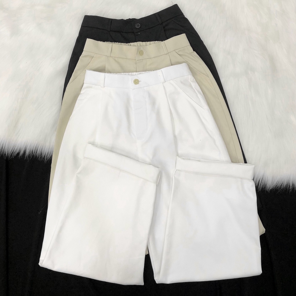 Quần Dài Nữ Ống Rộng Xếp Ly LOSI Vải Kaki Phong Cách Ulzzang – Tuni Store