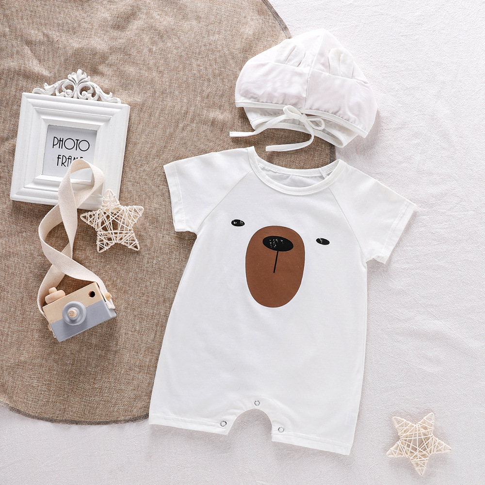 Set áo liền quần và mũ trùm đầu đáng yêu cho bé sơ sinh