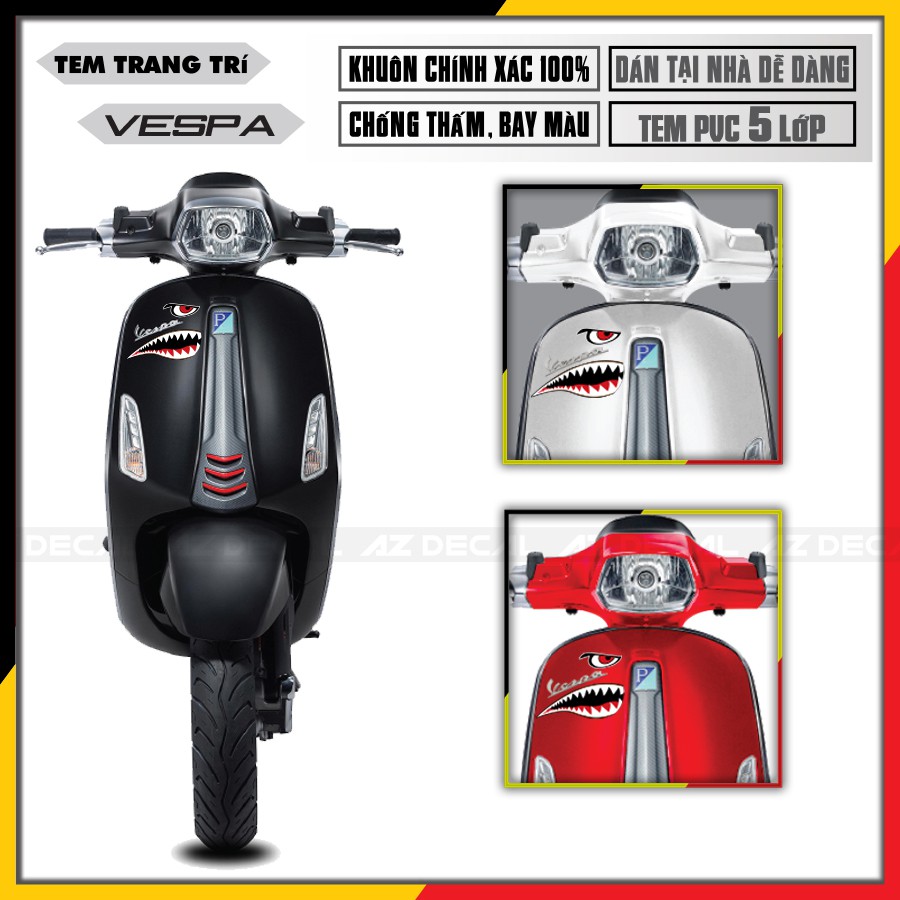 Tem Vespa LX/Sprint/Primavera/GTS Cá Mập | VP21 | Decal Vespa Rời Cắt Khuôn Sẵn, Chất Liệu Cao Cấp