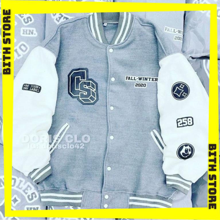 Áo khoác nam nữ Bomber bóng chày CS unisex form rộng phong cách Hàn Quốc cực đẹp