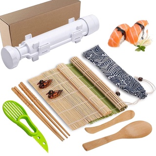 Bộ dụng cụ làm sushi bazooka + giá đỡ + khuôn làm sushi dành cho người mới bắt đầu