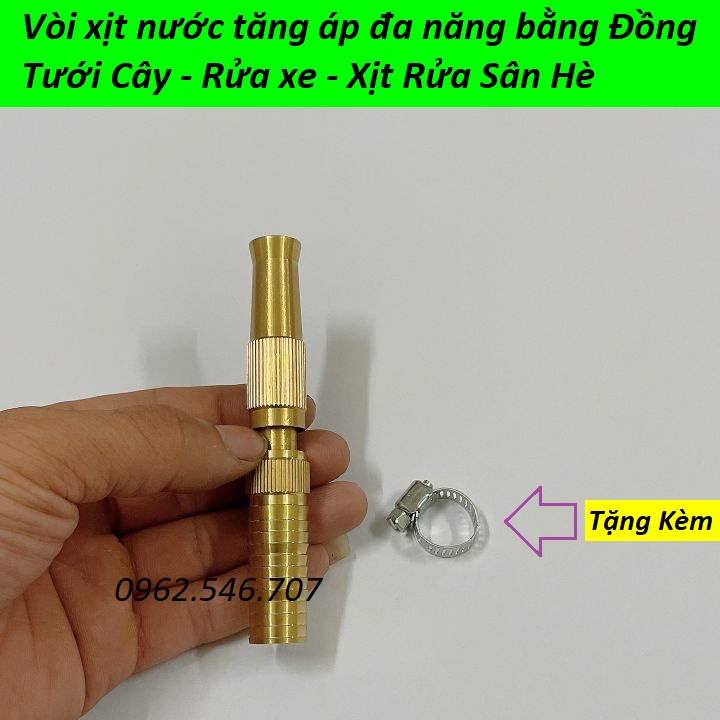 Đầu vòi xịt tăng áp lực nước bằng Đồng tưới cây rửa xe cực mạnh