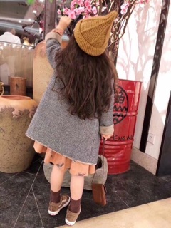 Áo dạ bé gái cổ lông