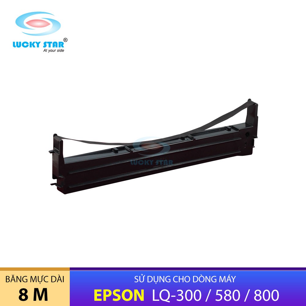 Ruy Băng Mực In Máy In Kim Epson LQ-300/580/800, Ribbon Catridge, Băng Mực Dài 8M, Thương Hiệu Lucky Star Chính Hãng