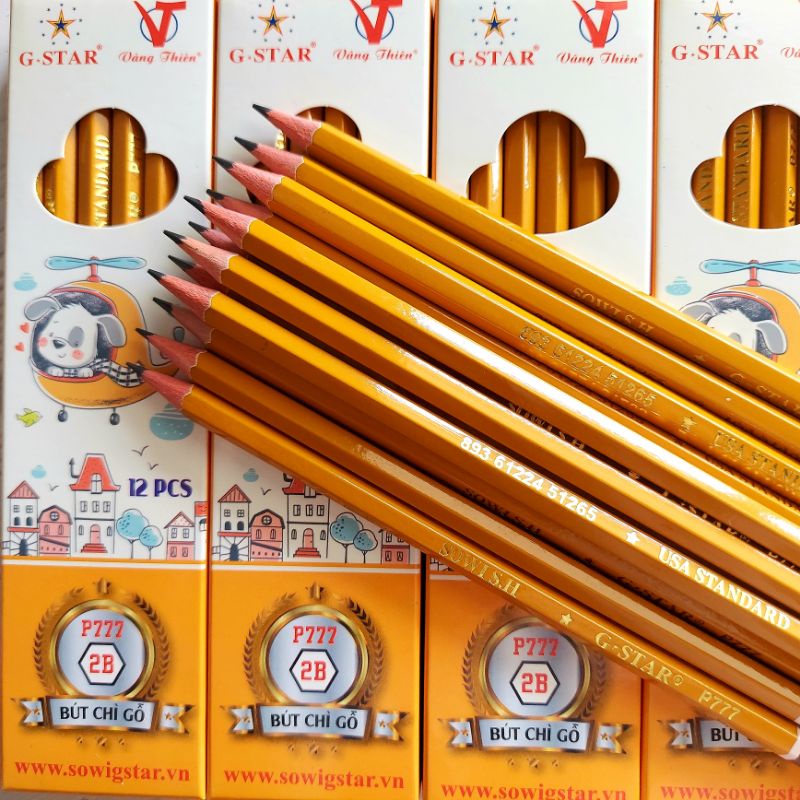 Hộp 12 bút chì 2B P777 ⚡ SALE SỐC ⚡ Combo 12 cây chì viết cao cấp cho học sinh, văn phòng