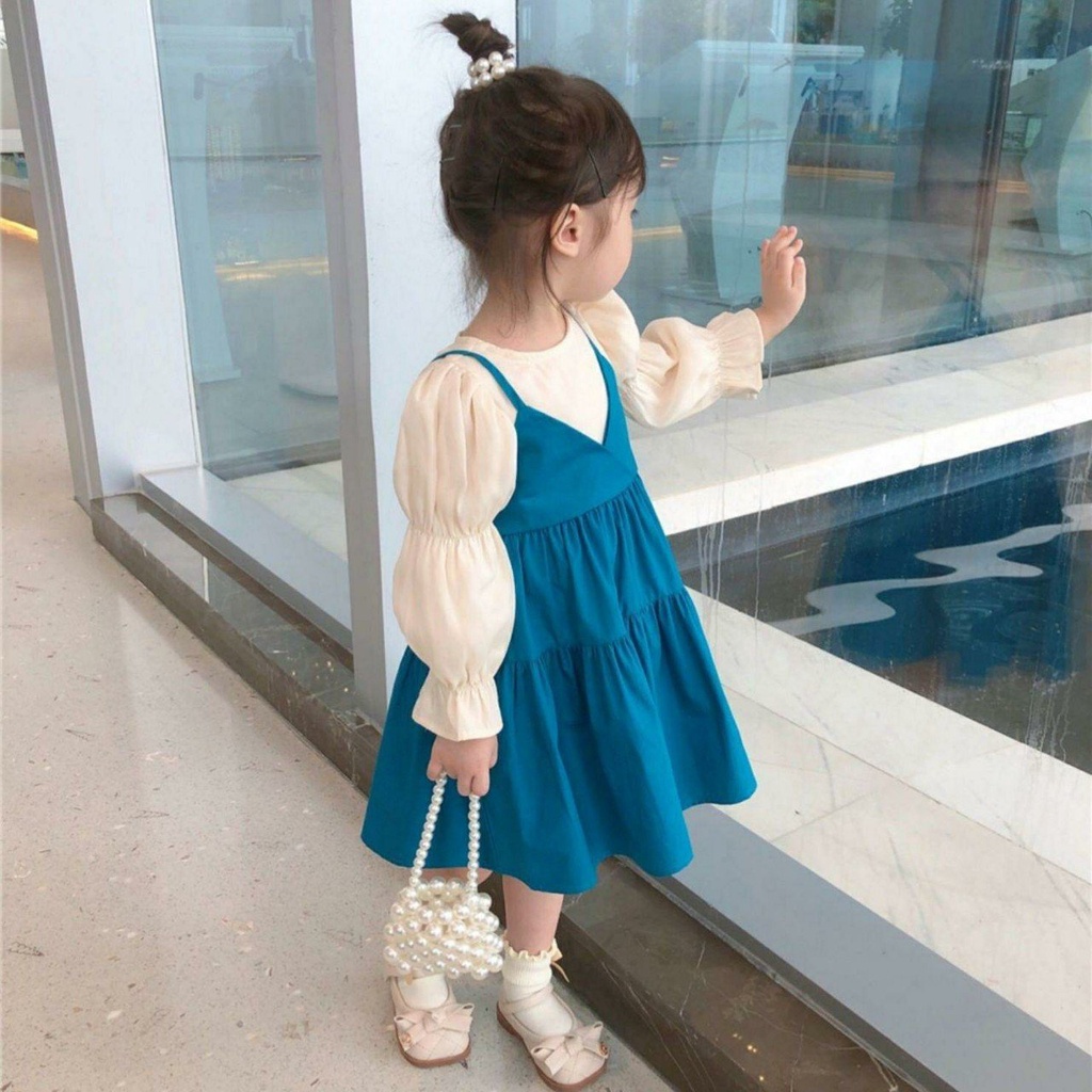 Váy bé gái dài tay dáng xòe cho bé từ 8-28kg