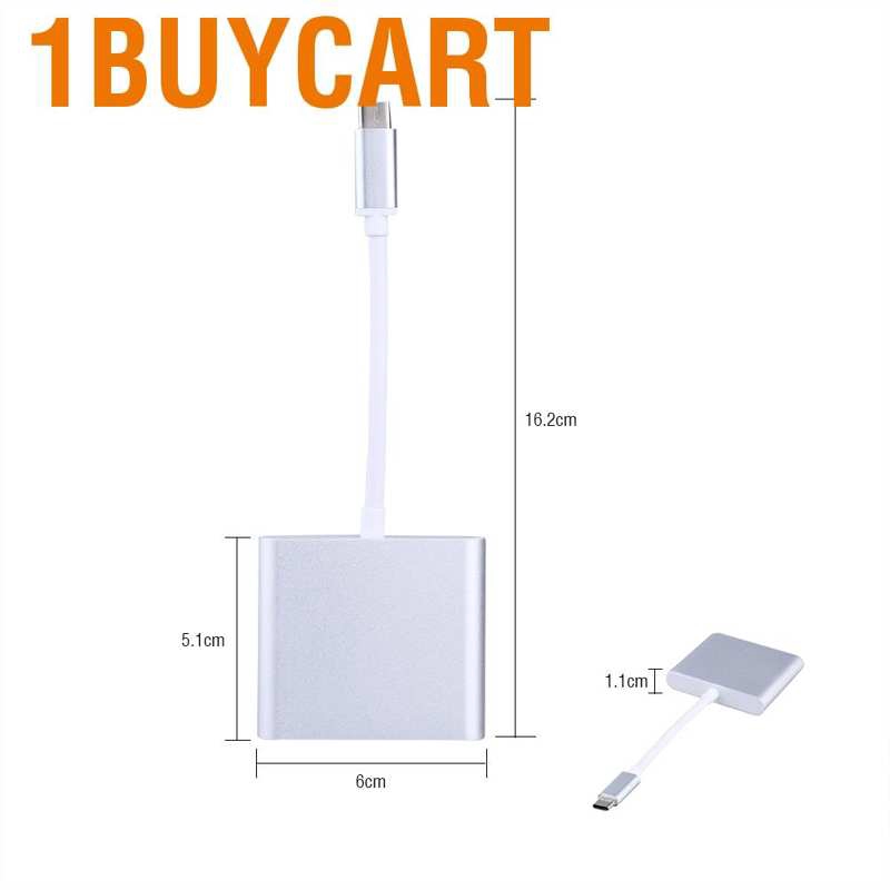 1buycart 3 in 1 USB 3.1 Type C to HDMI adapter 3.0 multiport  male connector Ultra-t