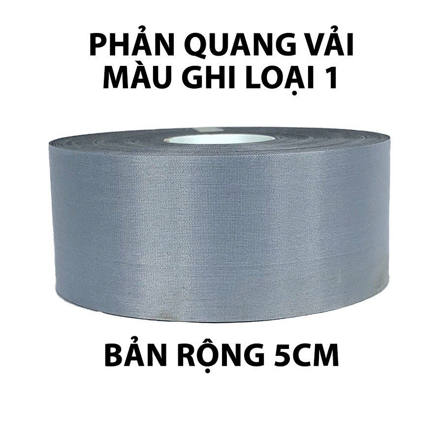 Cuộn phản quang vải màu ghi dùng may quần áo, thi công,cảnh báo nguy hiểm