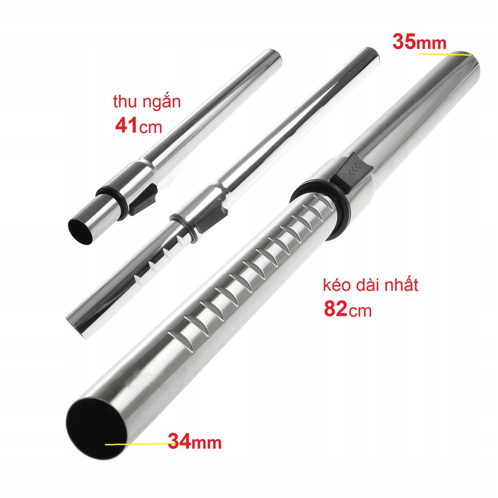 Thanh nối dài ống hút bụi Inox 32mm và 35m, Ống dẫn hướng inox máy hút bụi 30L-60L