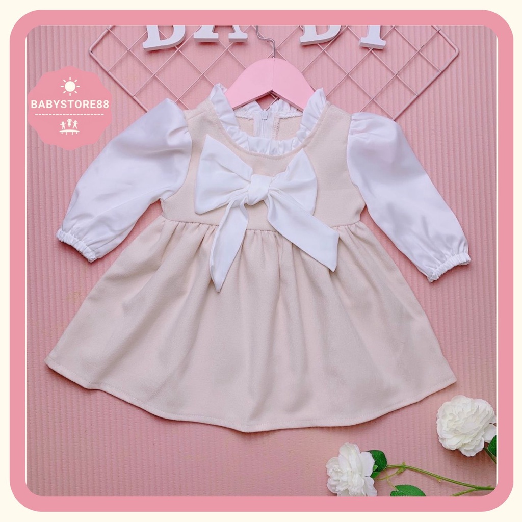 Đầm cho bé gái 1,2,3,4,5,6,7,8 tuổi Babystore88, Váy bé gái thu đông dài tay hàng thiết kế V53