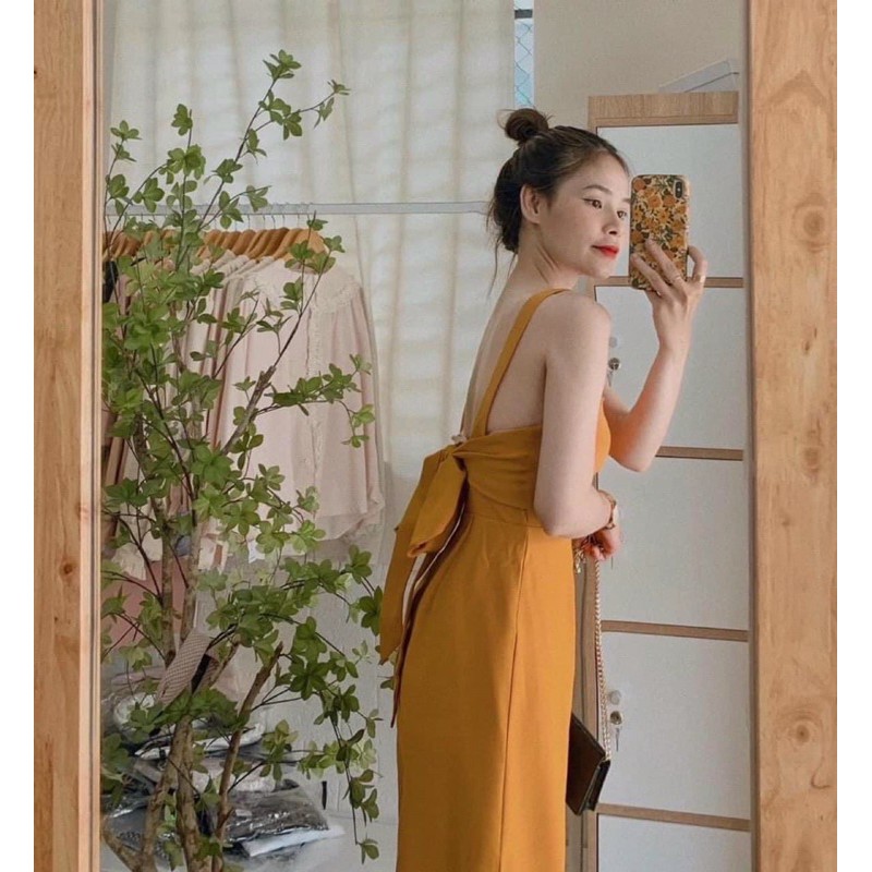 ĐẦM MAXI 2 DÂY VÀNG DU LỊCH SIÊU XINH✅FREESHIP-MẶC LÀ XINH✅ ĐẦM MIDI DÀI CỘT NƠ LƯNG CHỤP ẢNH DU LỊCH 2021 | BigBuy360 - bigbuy360.vn