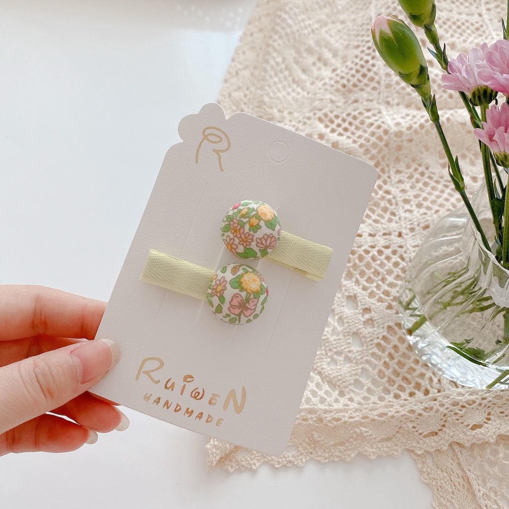 Kẹp Tóc Nhỏ Bằng Vải In Hoa Dễ Thương Thời Trang Mùa Hè Phong Cách Hàn Quốc Cho Bé Gái