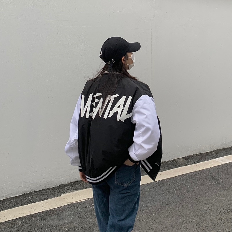Áo Khoác MENTAL® /College Varsity Jacket/ Đen Trắng