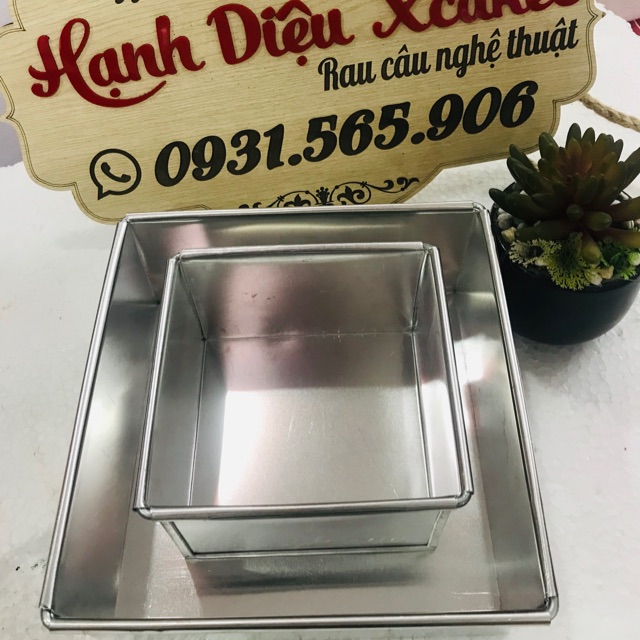 Khuôn Nhôm - Hình Vuông Cao 8 Cm - Đế Liền 10 - 30 Cm