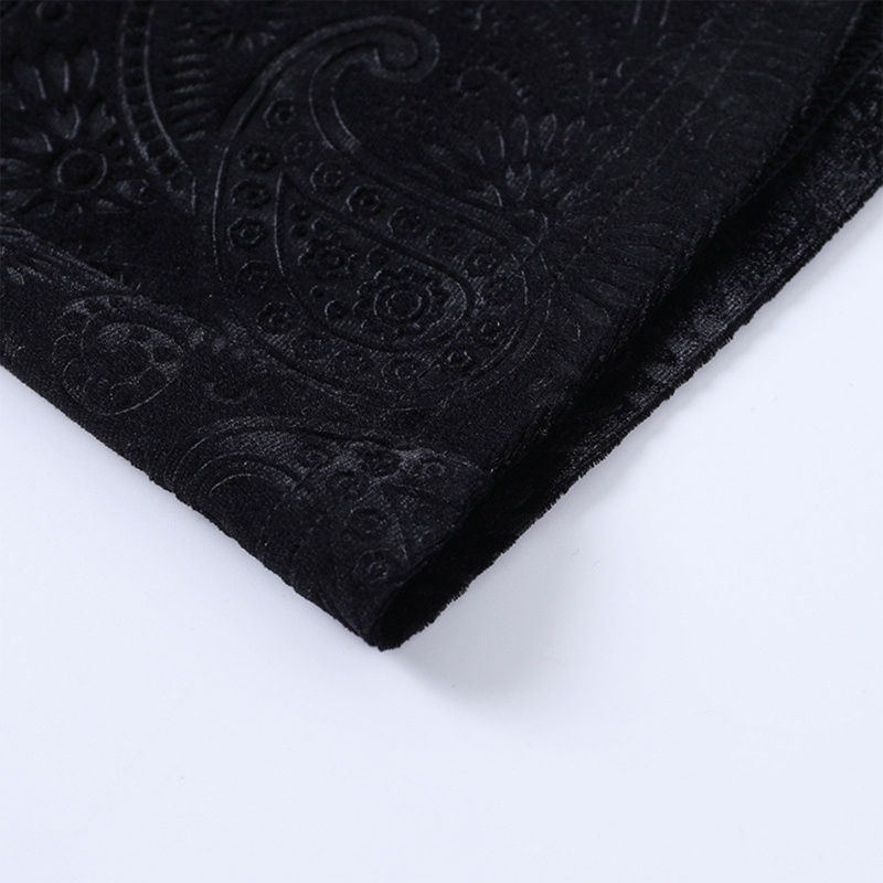 Brroa Quần Nhung Ống Loe Xẻ Tà Trước Họa Tiết Hoa Màu Đen Phong Cách Punk Gothic Harajuku Vintage Cho Nữ Wi