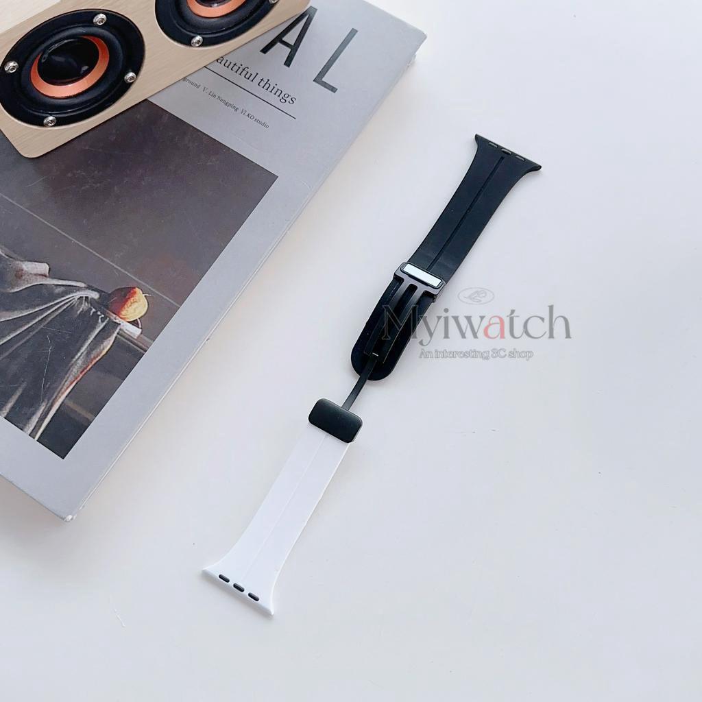 Màu Sắc Dây Đeo Đồng Hồ Bằng Silicon Khóa Kim Loại Nam Châm Cho iwatch series 8 Ultra 7 6 5 4 SE 3 2 1 49mm 45mm 42mm 41mm 44mm 40mm 38mm