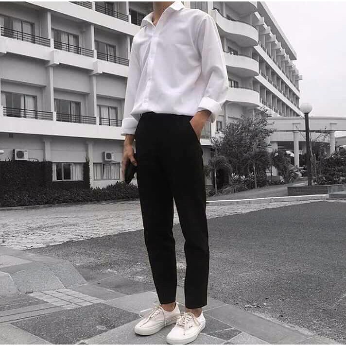 Quần tây âu Nam Nữ Unisex ống suông công sở đi học lưng cao ulzzang hàn quốc - Gin Store