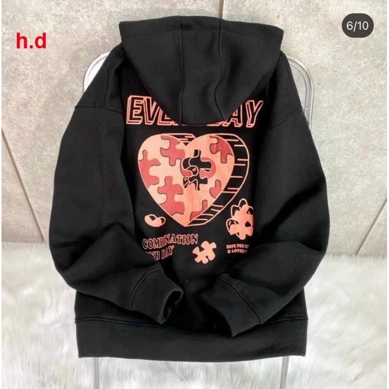 Áo khoác hoodie khoá bo tay Everyday UlzzangHodie nữ form rộng dài vải nỉ chất đẹp giá rẻ không xù lông