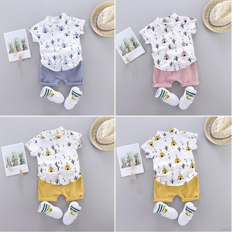 Set Áo Thun Ngắn Tay + Quần Short Đáng Yêu Cho Bé Trai 0-4 Tuổi