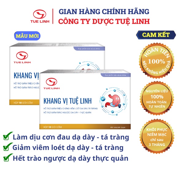 Khang vị Tuệ Linh  - Hộp 10 gói - Giảm viêm loét, trào ngược dạ dày - tá tràng, làm lành niêm mạc dạ dày